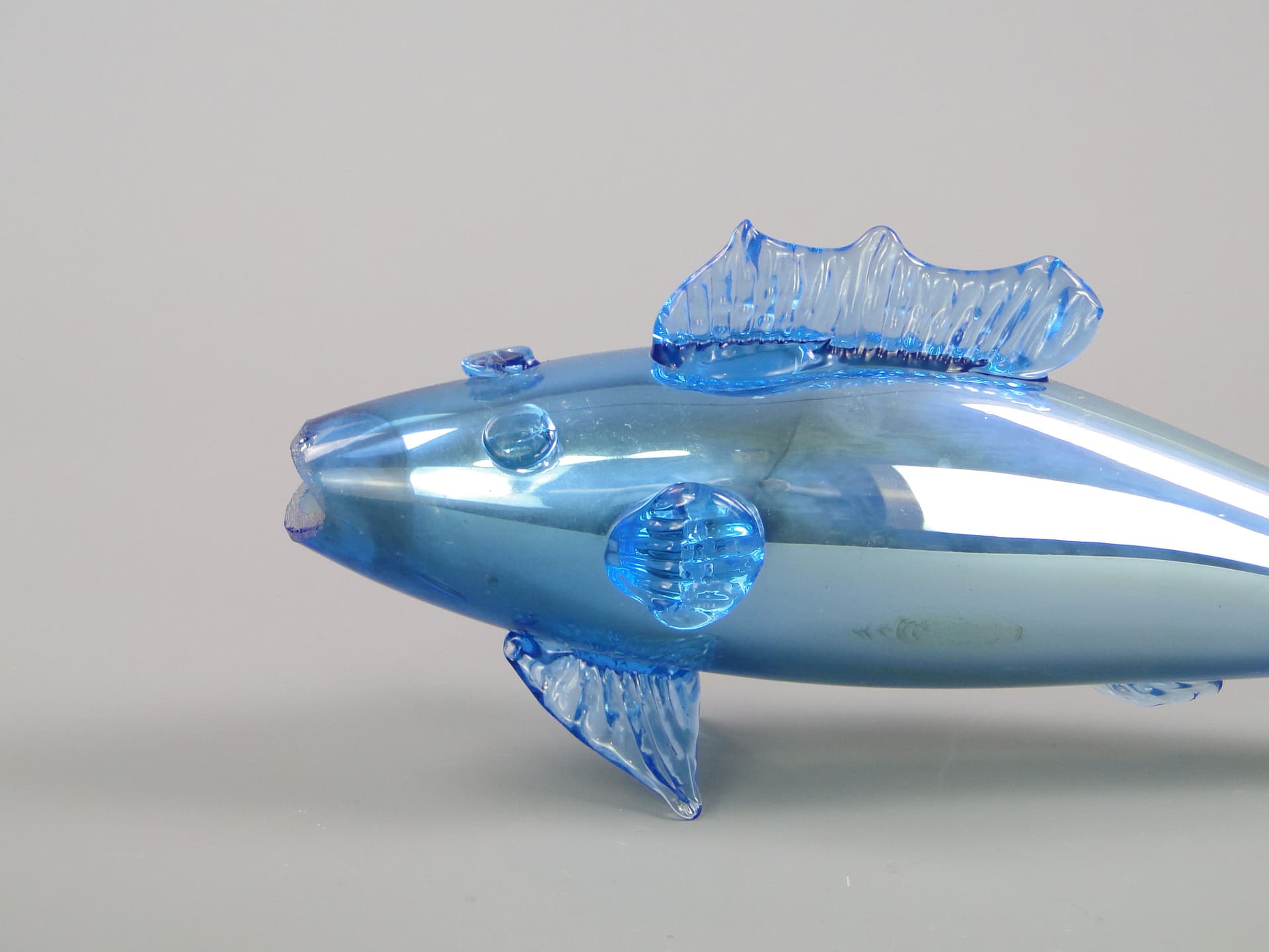 Figura ryba, błękitny, szkło, Czechosłowacja, lata 60. - 44810