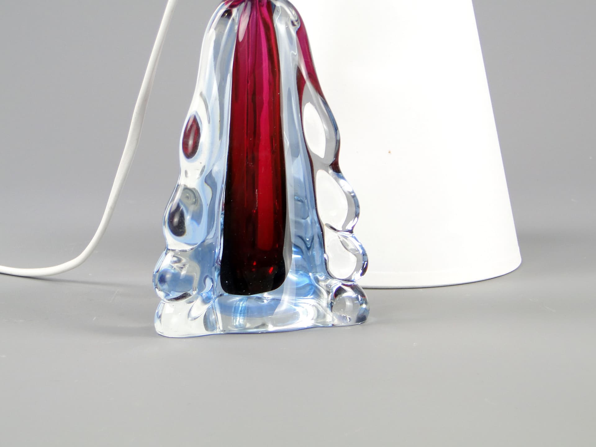 Table lamp, red glass, Val St Lambert, Belgium, 1960s. - 44805