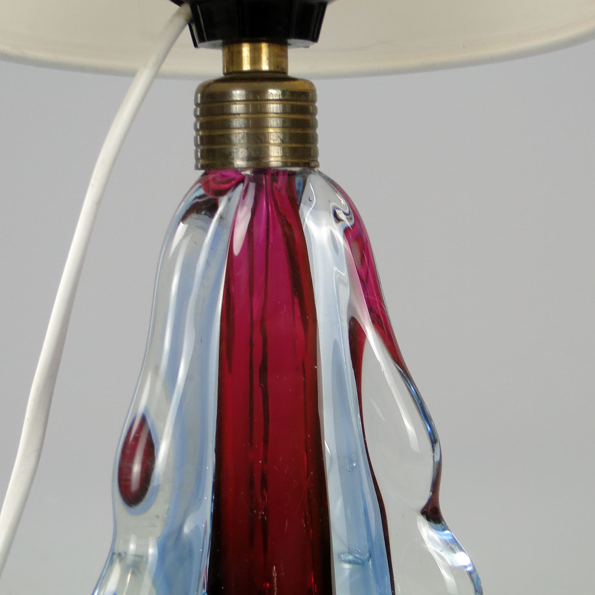 Table lamp, red glass, Val St Lambert, Belgium, 1960s. - 44803