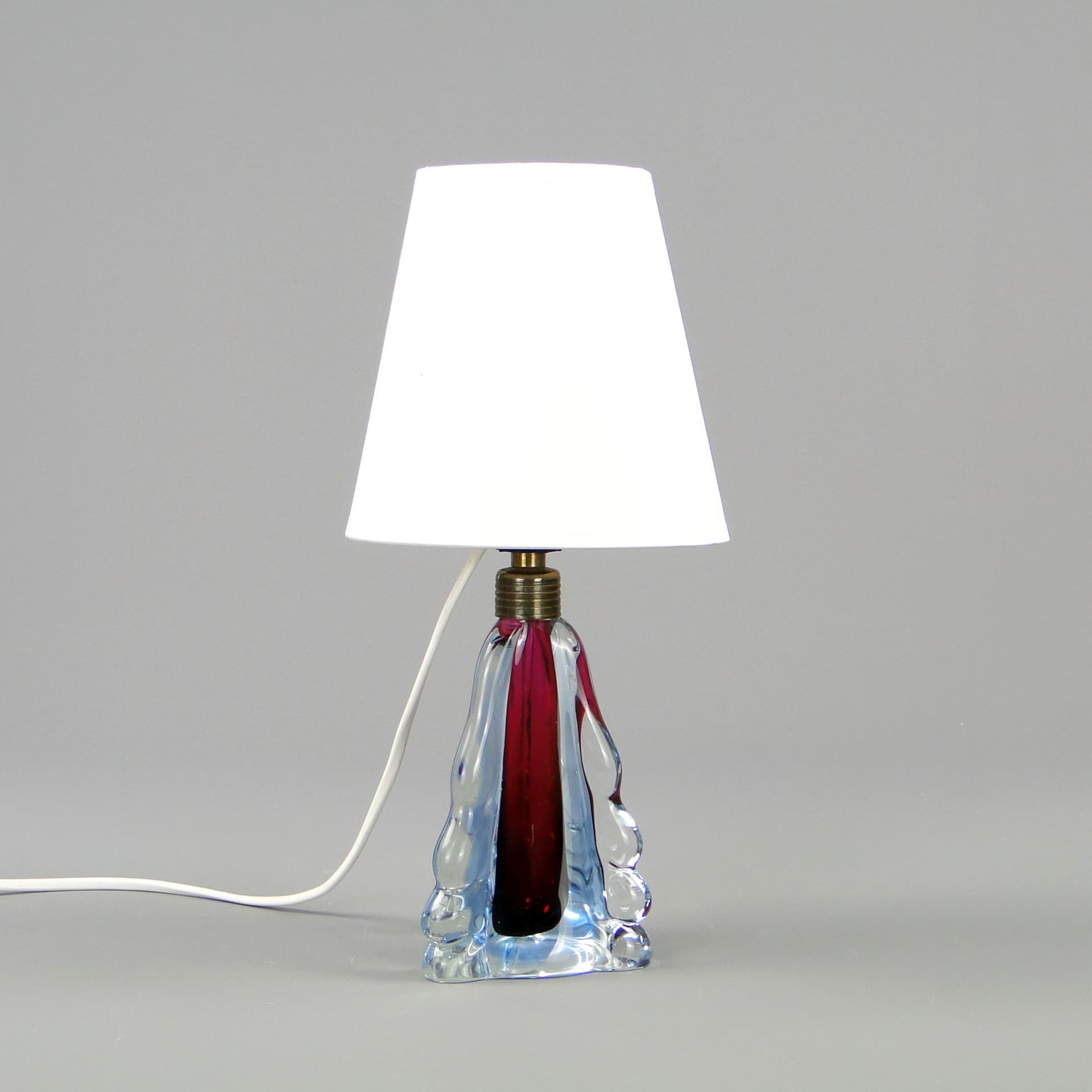 Table lamp, red glass, Val St Lambert, Belgium, 1960s. - 44800