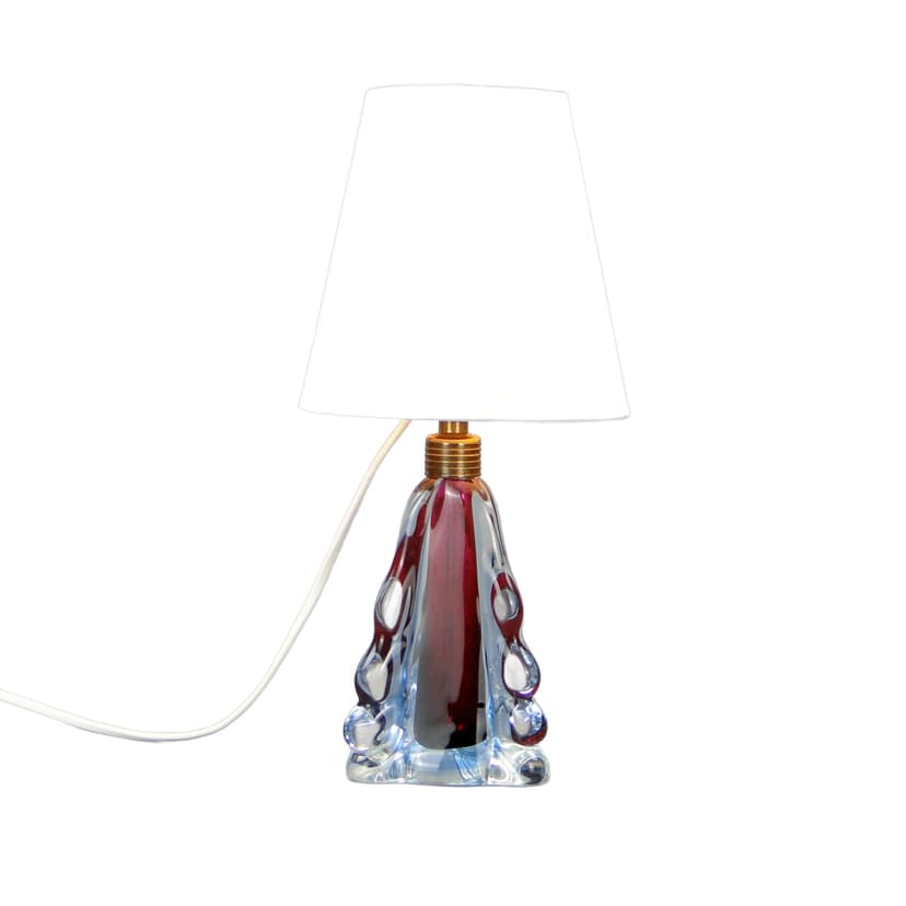 Table lamp, red glass, Val St Lambert, Belgium, 1960s.