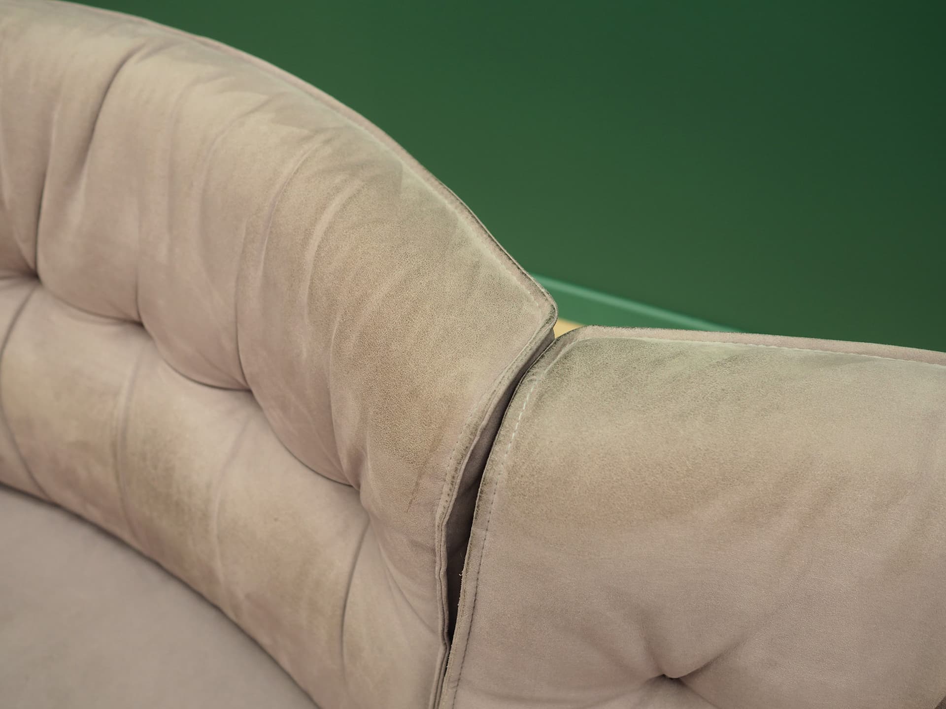 Sofa, velvet wrzosowy, buk, Dania, lata 70. - 50103