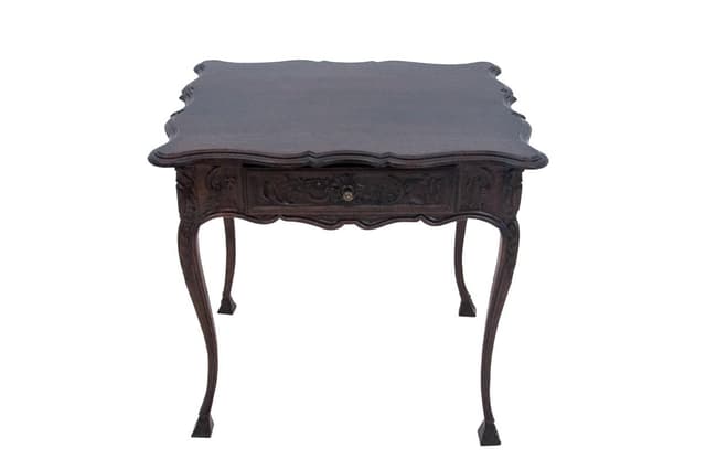 Ciemnobrązowy stolik antyczny, Francja, lata 70. XIX wieku, styl rokoko - WYMIARY