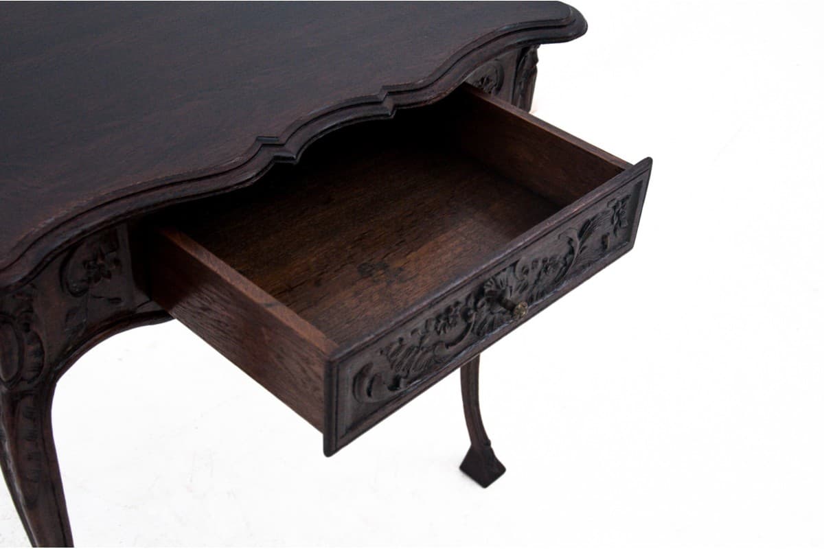 Ciemnobrązowy stolik antyczny, Francja, lata 70. XIX wieku, styl rokoko - 47505