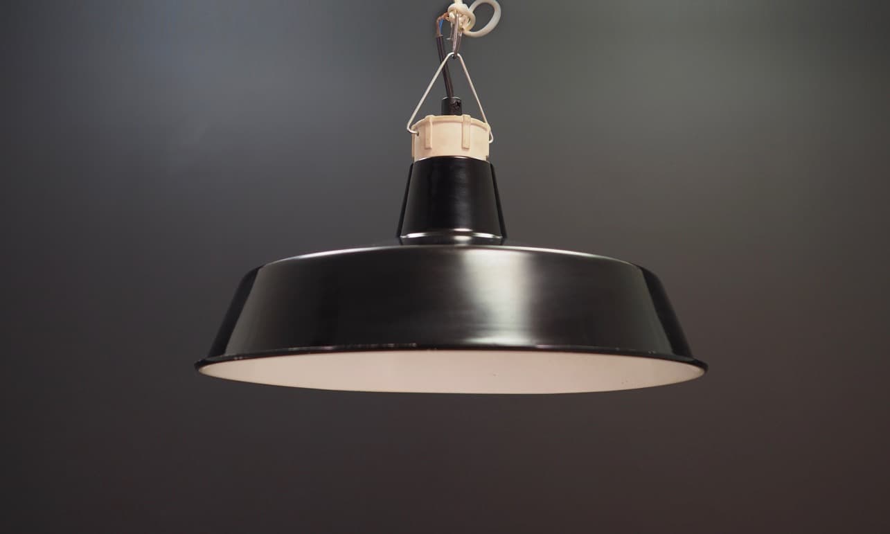 Pendant lamp, black metal, Denmark, 1960s. - 44974