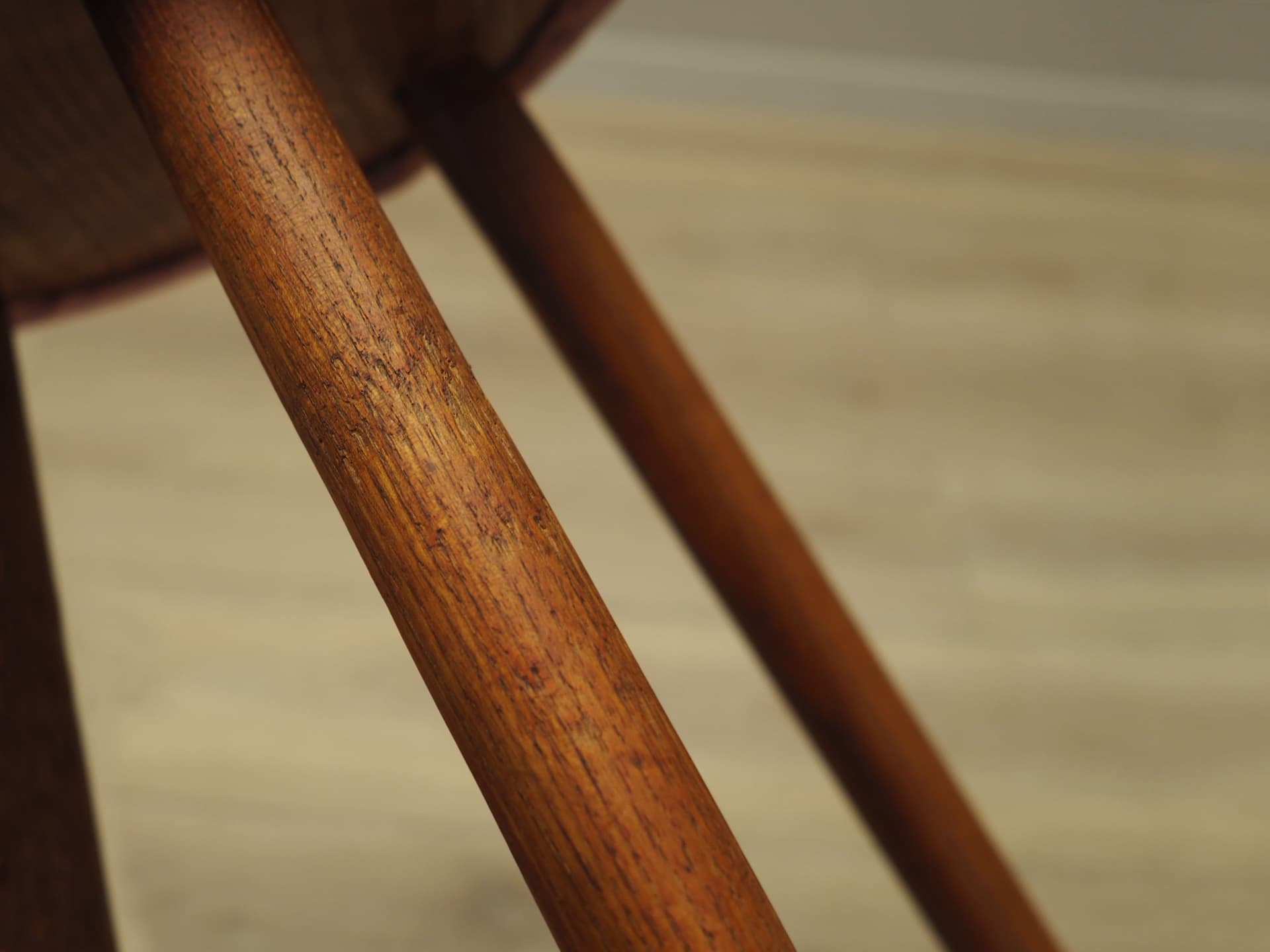 Komplet trzech podnóżków, velvet różowy, drewno, Dania, lata 60. - 44964