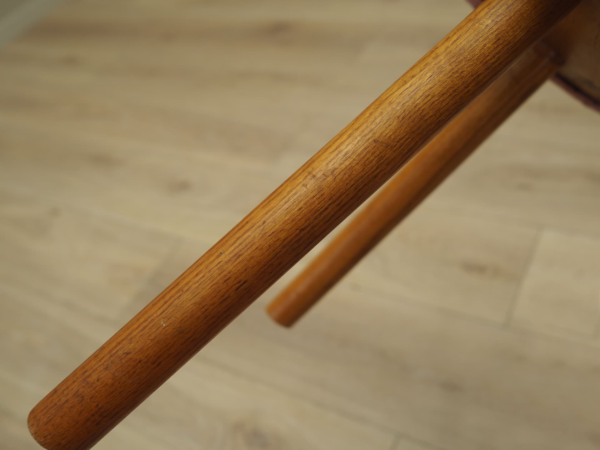 Komplet trzech podnóżków, velvet różowy, drewno, Dania, lata 60. - 44968