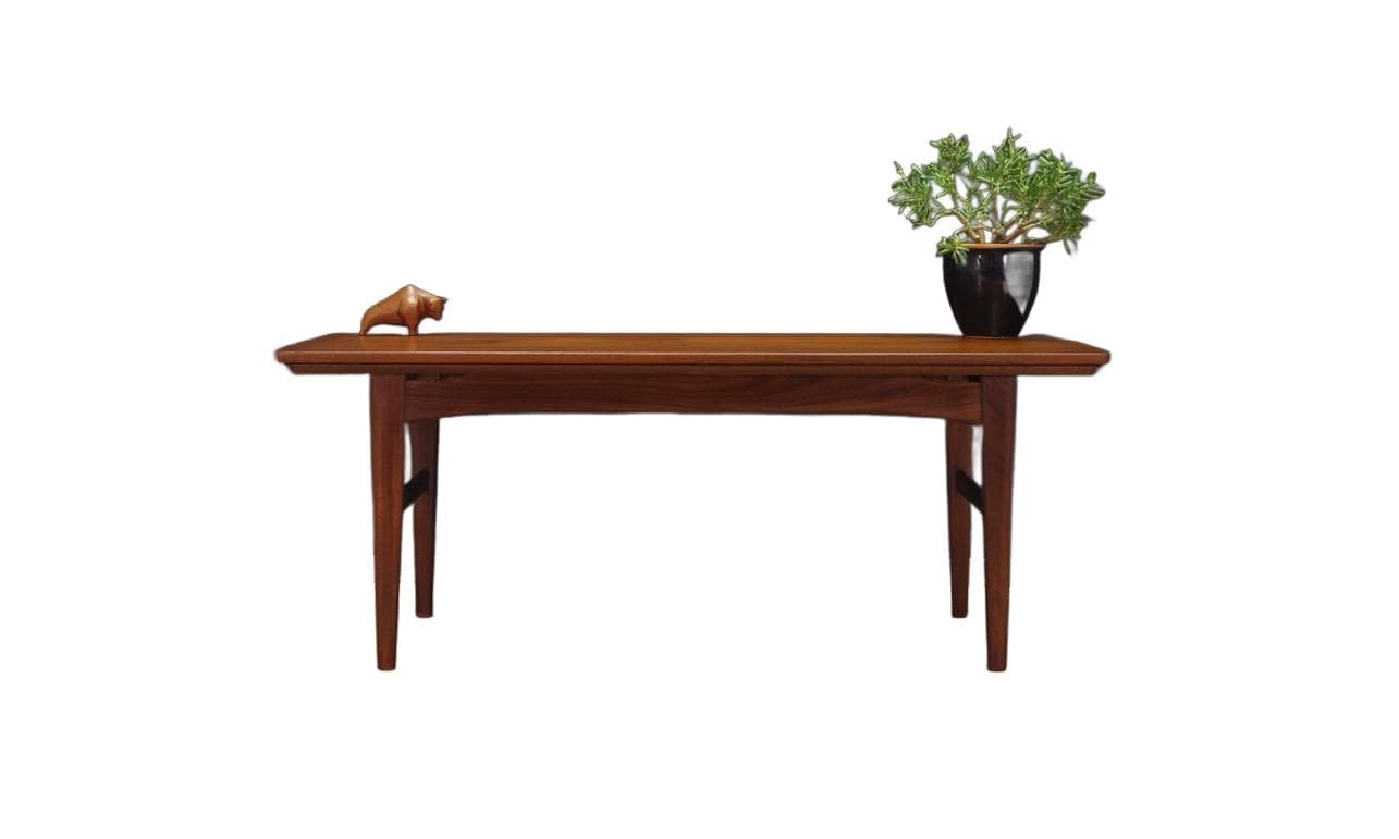 Coffee table, brown teak, Denmark, 1970s.