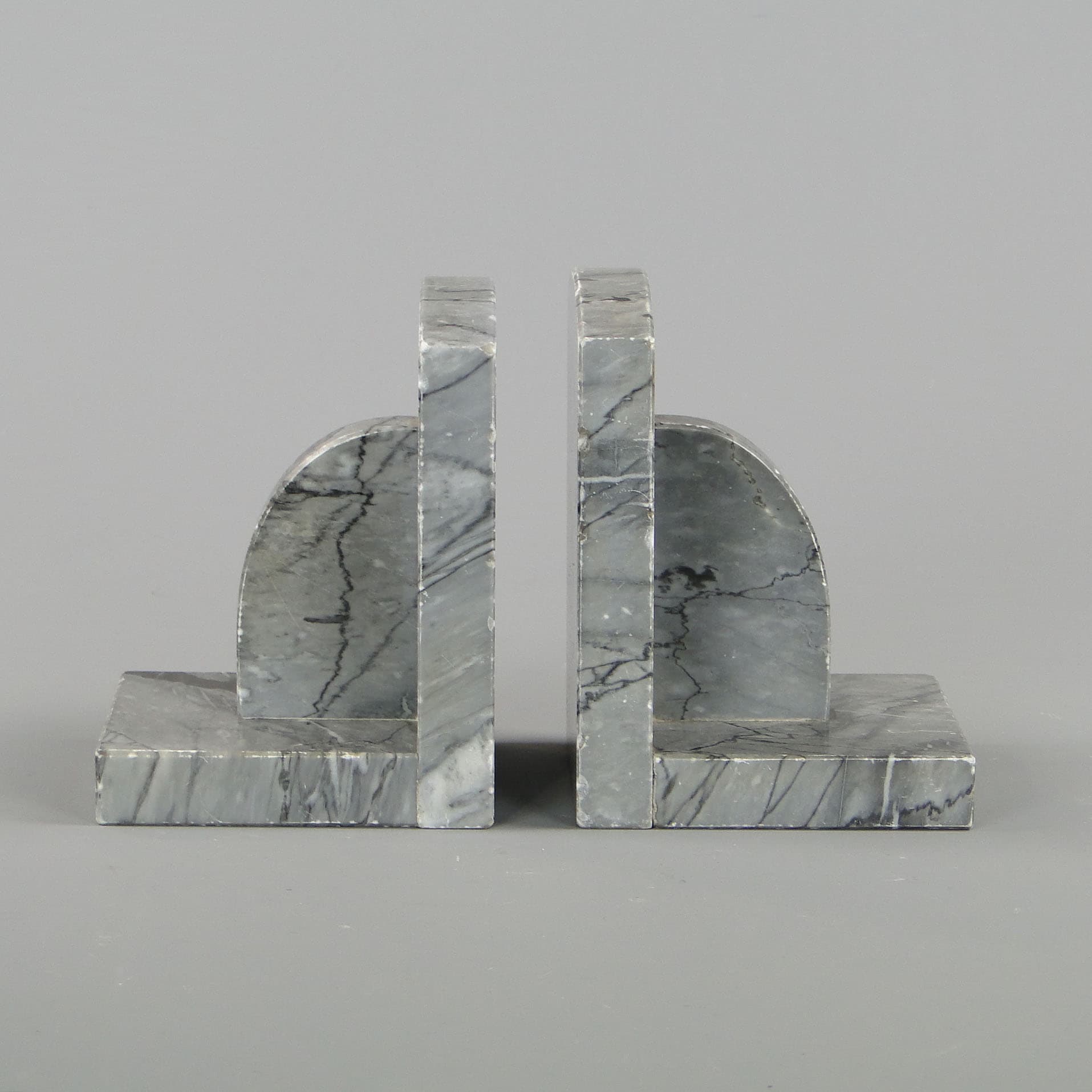 Podpórki do książek Art Deco, marmur szary, Niemcy, lata 20. - 44866
