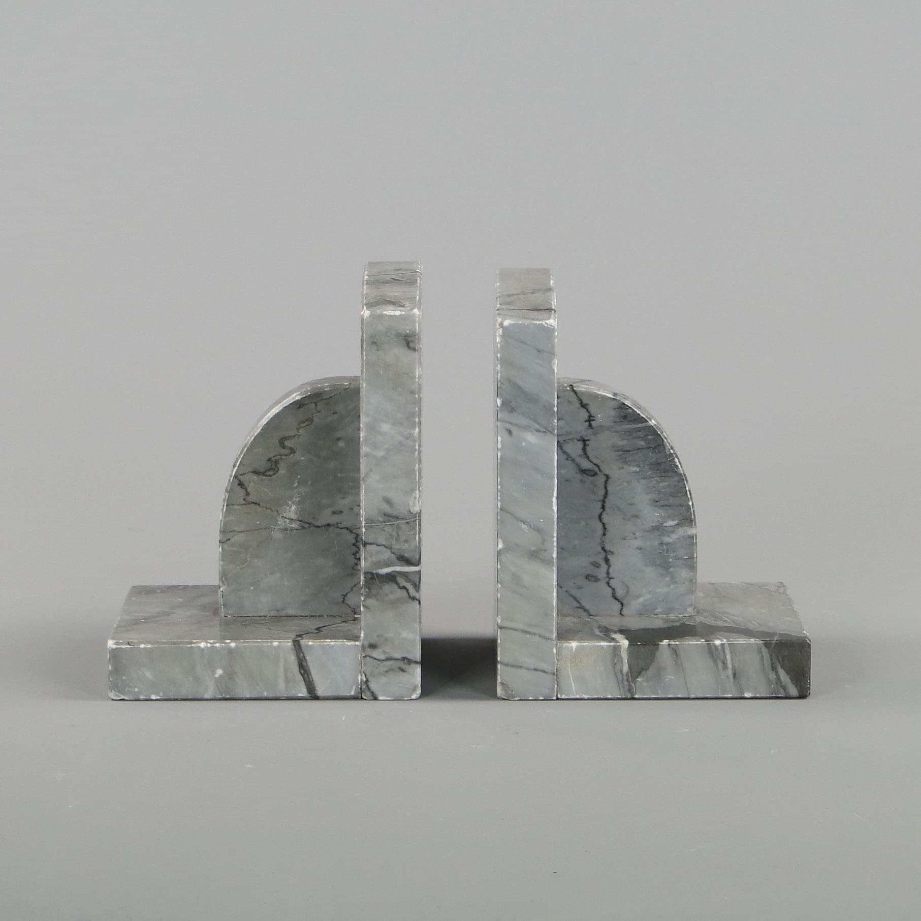 Podpórki do książek Art Deco, marmur szary, Niemcy, lata 20. - 44863