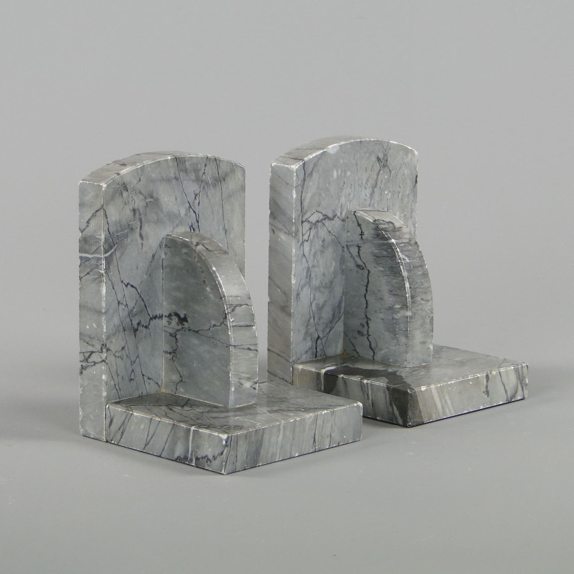 Podpórki do książek Art Deco, marmur szary, Niemcy, lata 20. - 44864