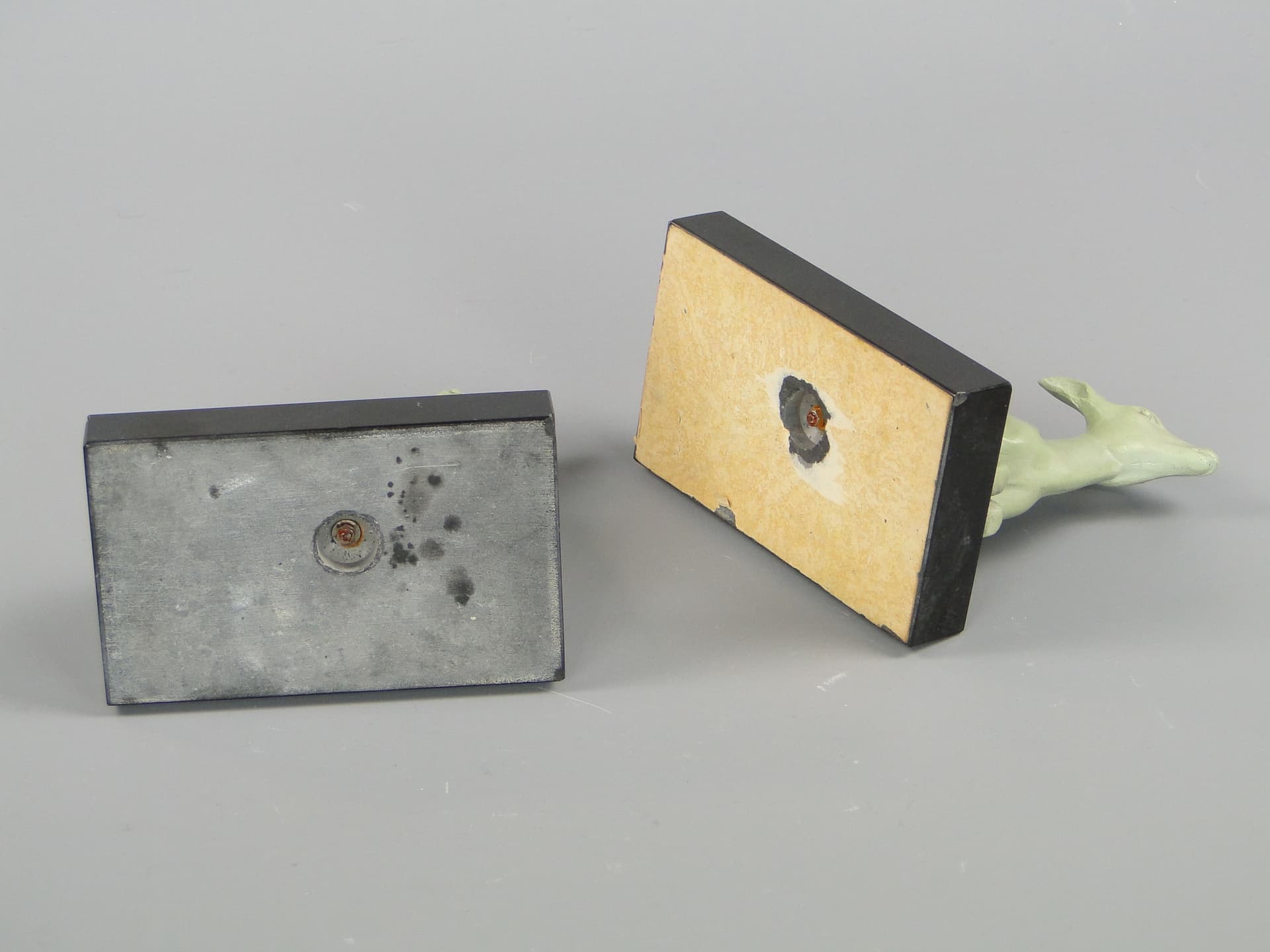 Para podpórek do książek, Art déco, metal zielony, marmur czarny, Francja, lata 20. - 44847