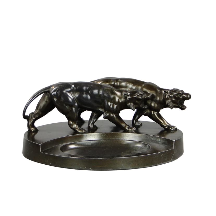 Business card tray Art Deco, bronzed metal, Poland, 1920s