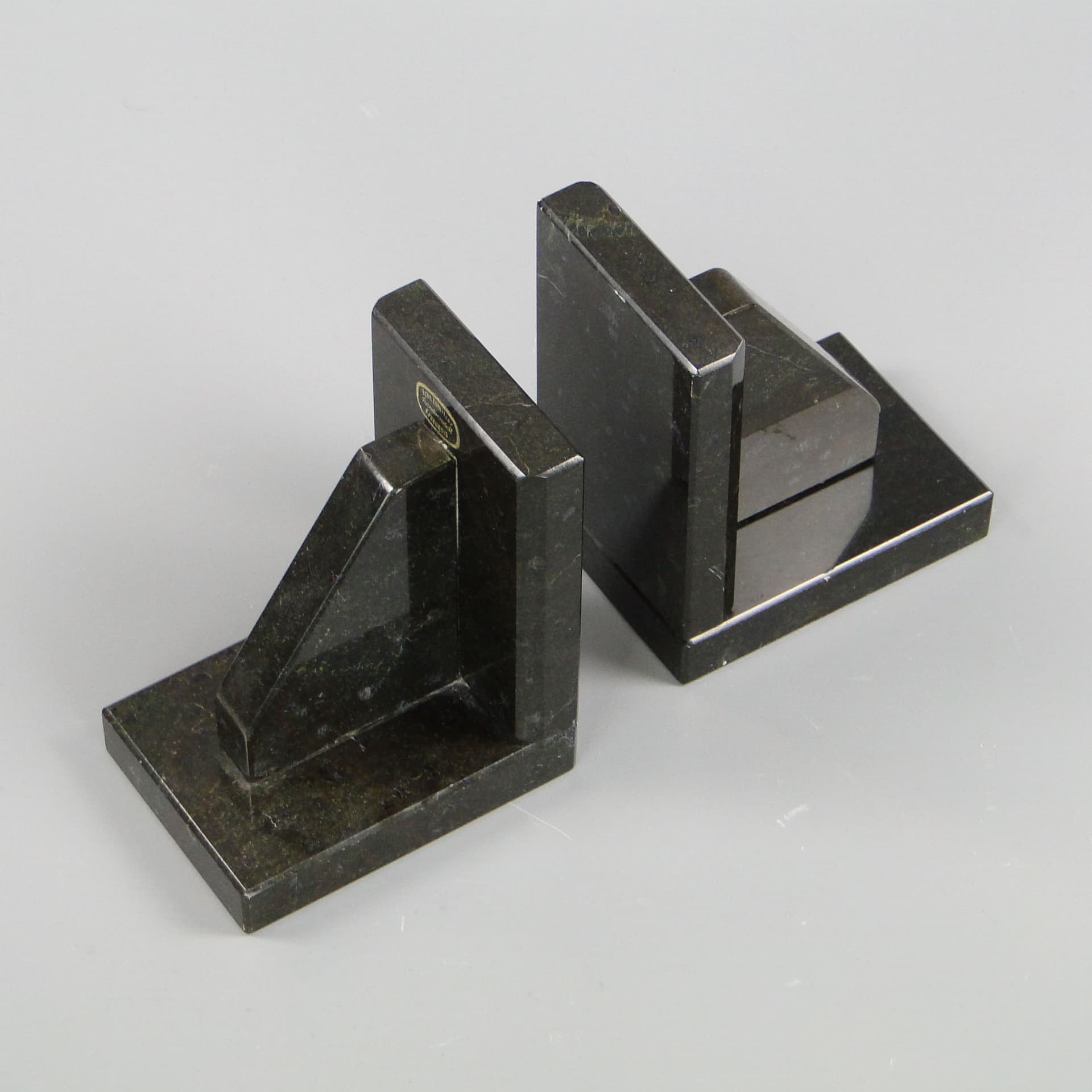 Podpórki do książek Art Deco, granit brązowy ciemny, Niemcy, lata 30. - 44829