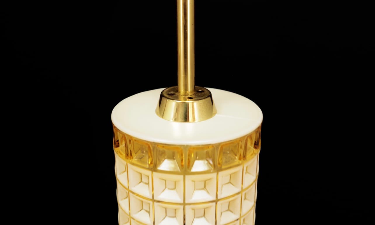 Chandelier, golden white glass, Denmark, 1970s. - 44933