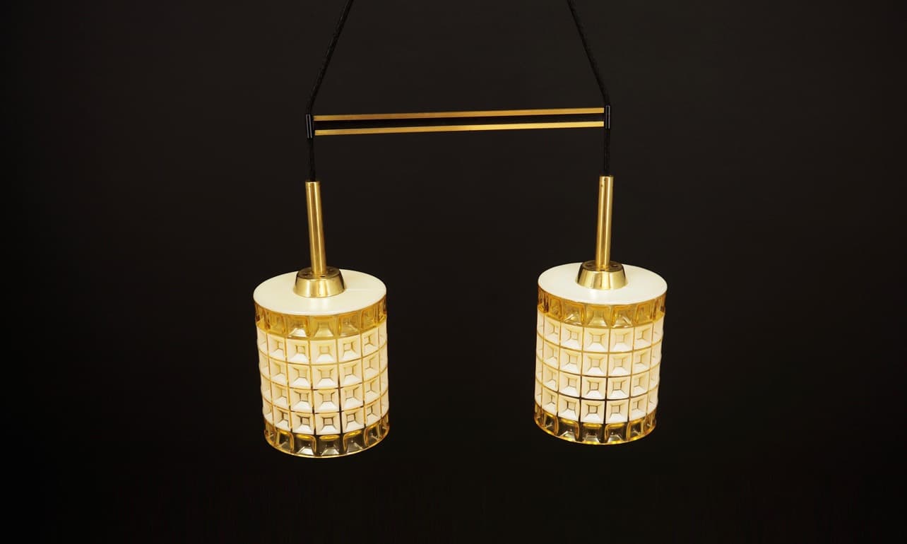 Chandelier, golden white glass, Denmark, 1970s. - 44934