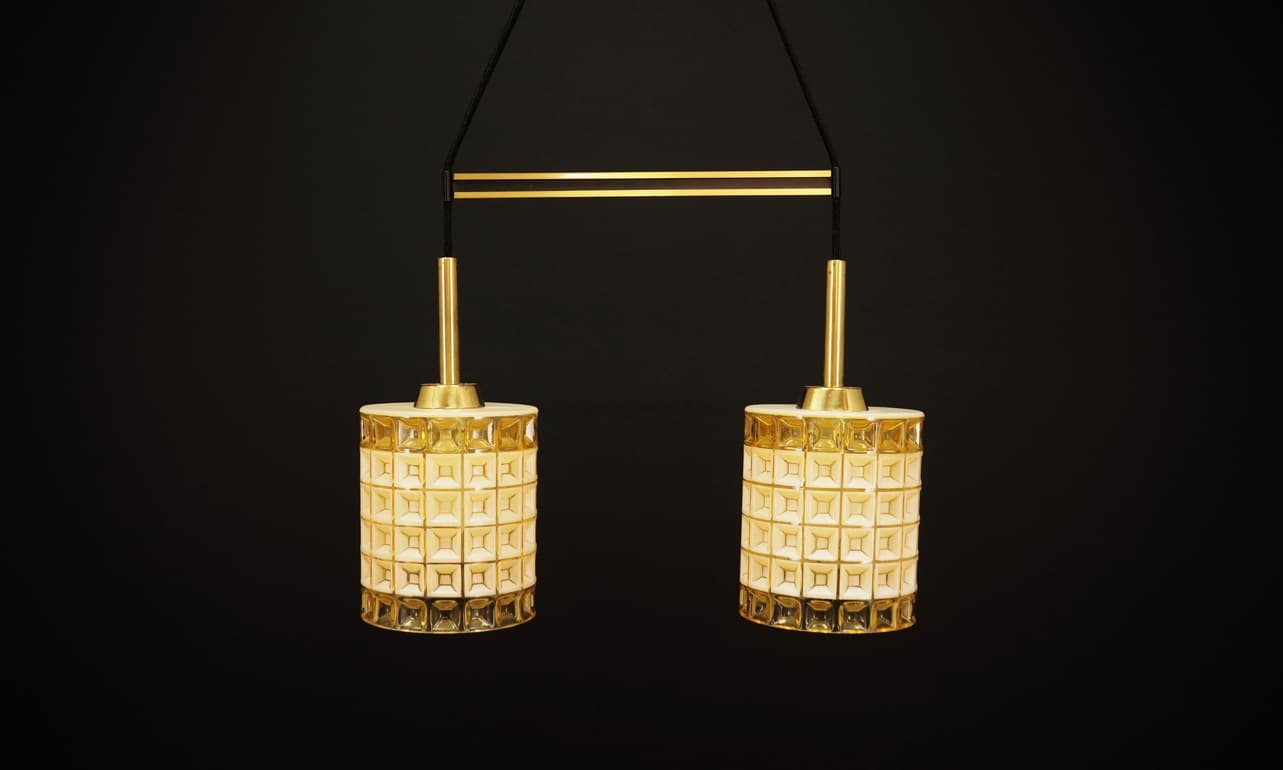 Chandelier, golden white glass, Denmark, 1970s. - 44931