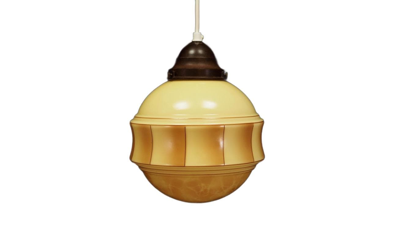 Pendant lamp, beige glass, Denmark, 1970s.