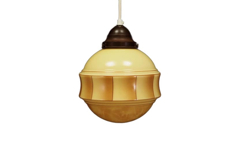 Pendant lamp, beige glass, Denmark, 1970s.