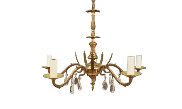 Żyrandol, złoty, mosiądz, Dania, lata 60. - WYMIARY