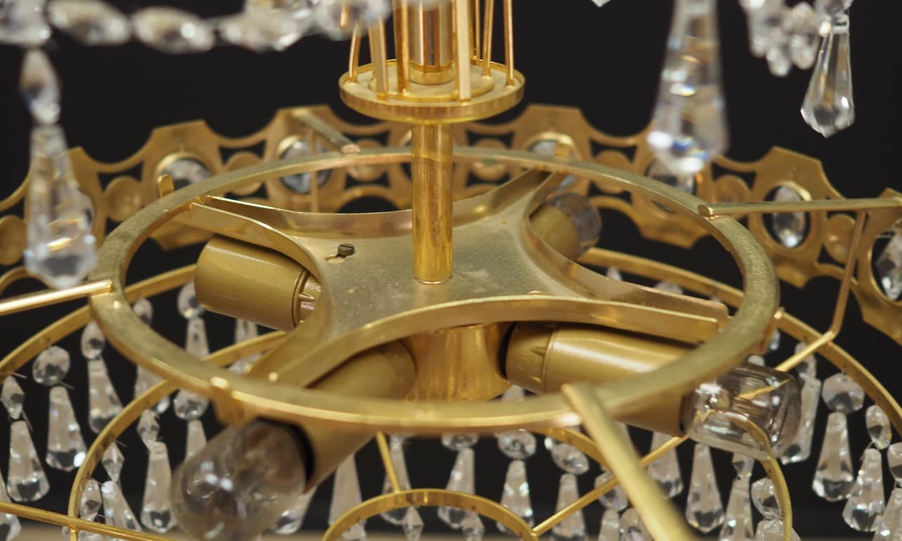 Chandelier, golden brass, Denmark, 1970s. - 44895