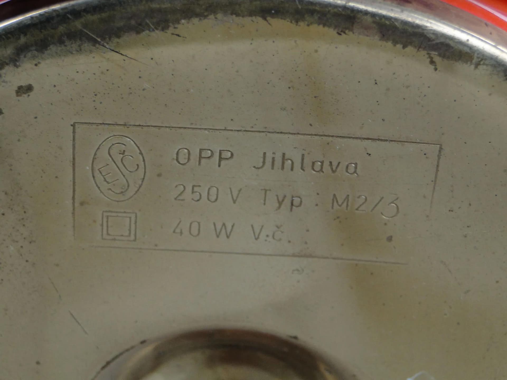 Lampa stołowa, pomarańczowy, szkło, proj. S. Tabera, OPP Jihlava, Czechosłowacja, lata 70. - 44821