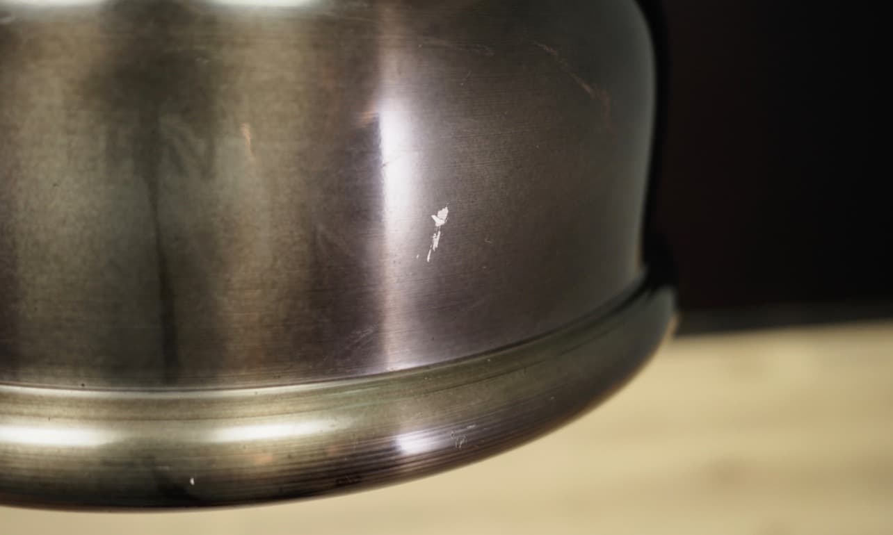 Pendant lamp, grey metal, Holmegaard, Denmark, 1970s. - 49882