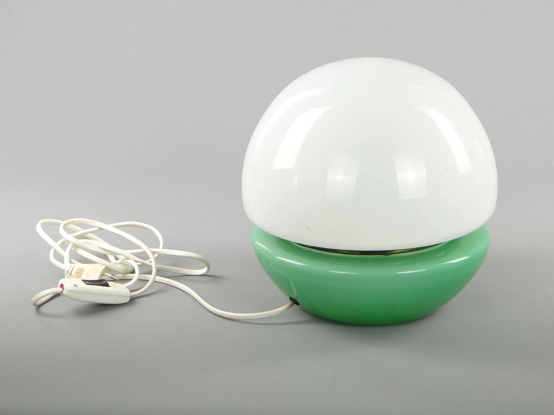 Table lamp globe, white green glass, Napaco, Czechoslovakia, 1960s. - 45021