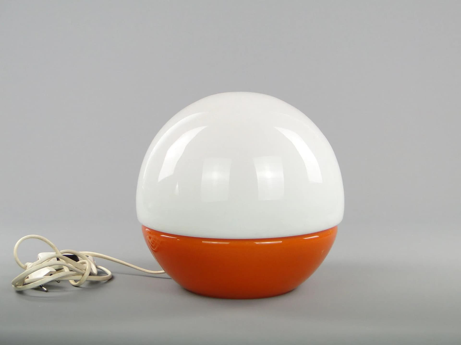 Table Lamp Globe, white orange, glass, Napako, Czechoslovakia, 1960s - 45016