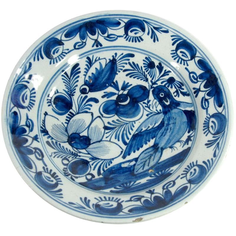 Niebieski talerz fajansowy, Delft, Holandia, XVIII w.