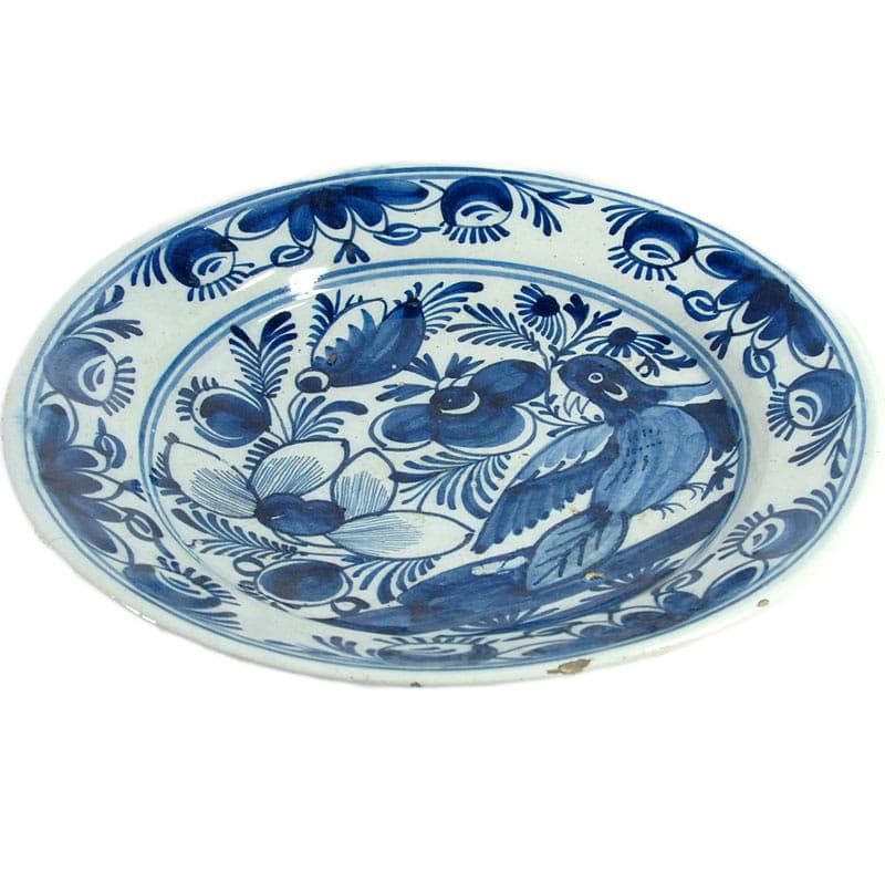 Niebieski talerz fajansowy, Delft, Holandia, XVIII w. - 4561