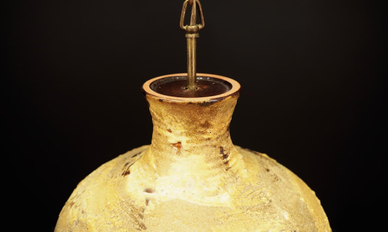 Chandelier, yellow ceramic, Denmark, 1960s - 45049