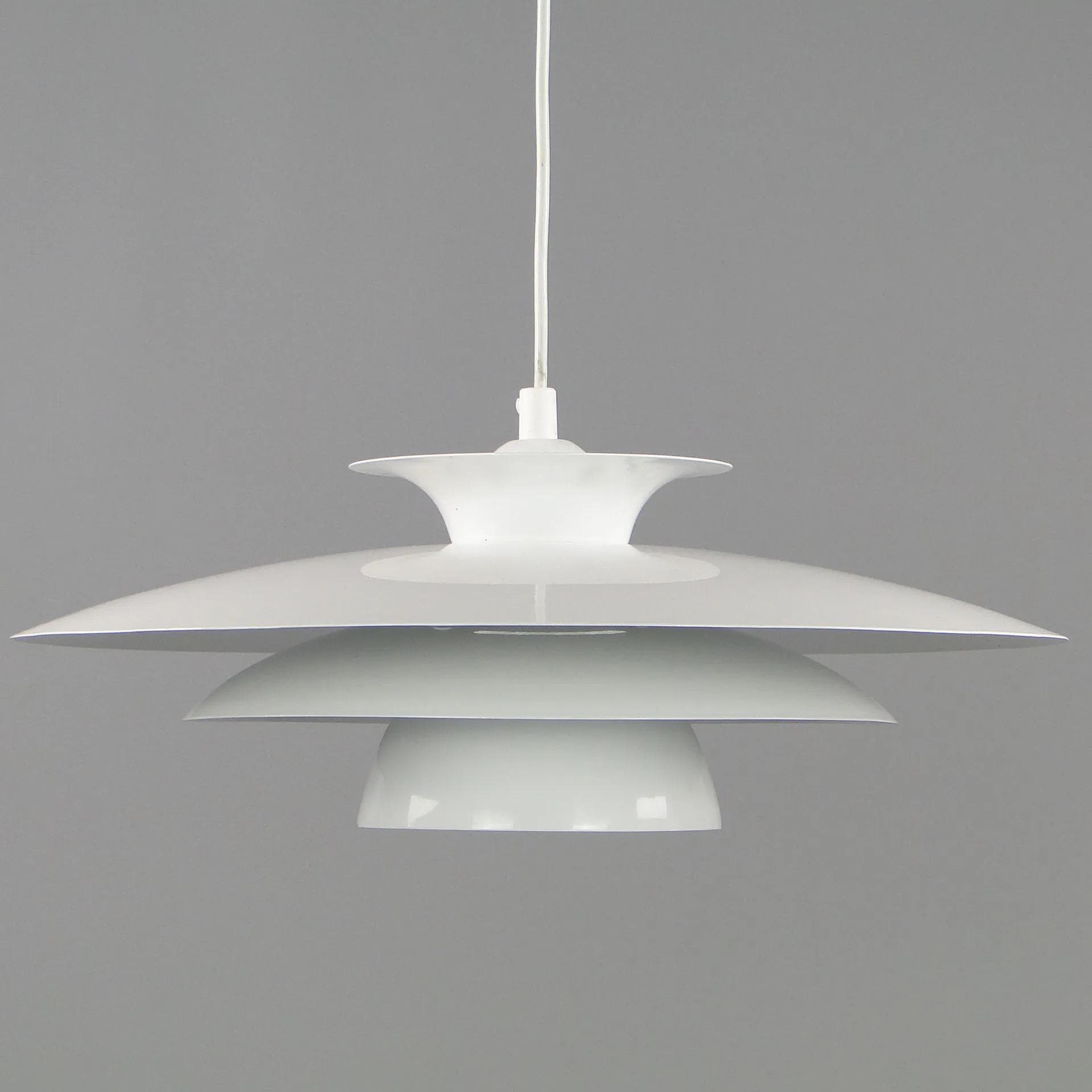 Pendant Lamp Space Age, white, metal, Denmark, 1970s - 45003