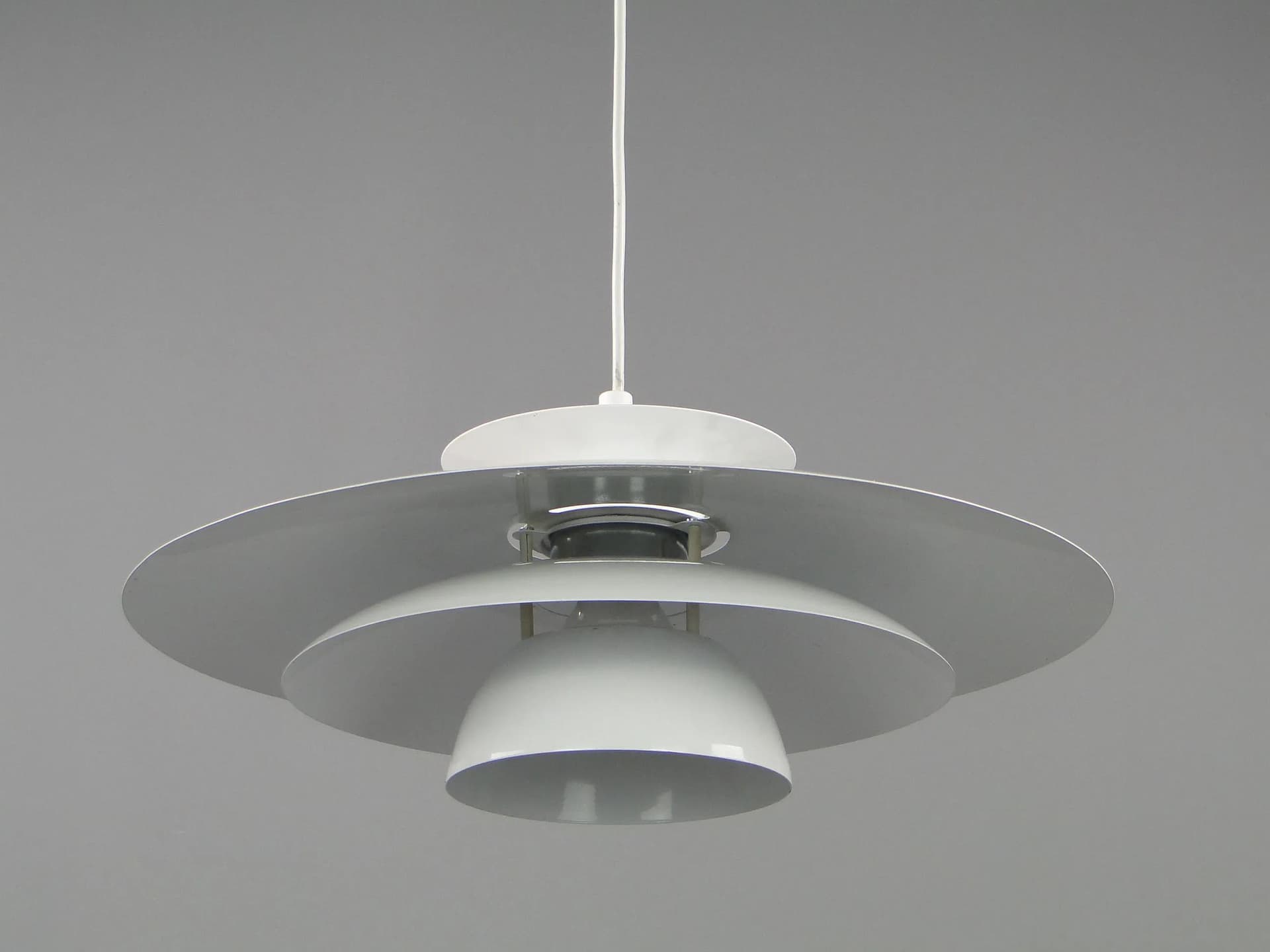 Pendant Lamp Space Age, white, metal, Denmark, 1970s - 45001
