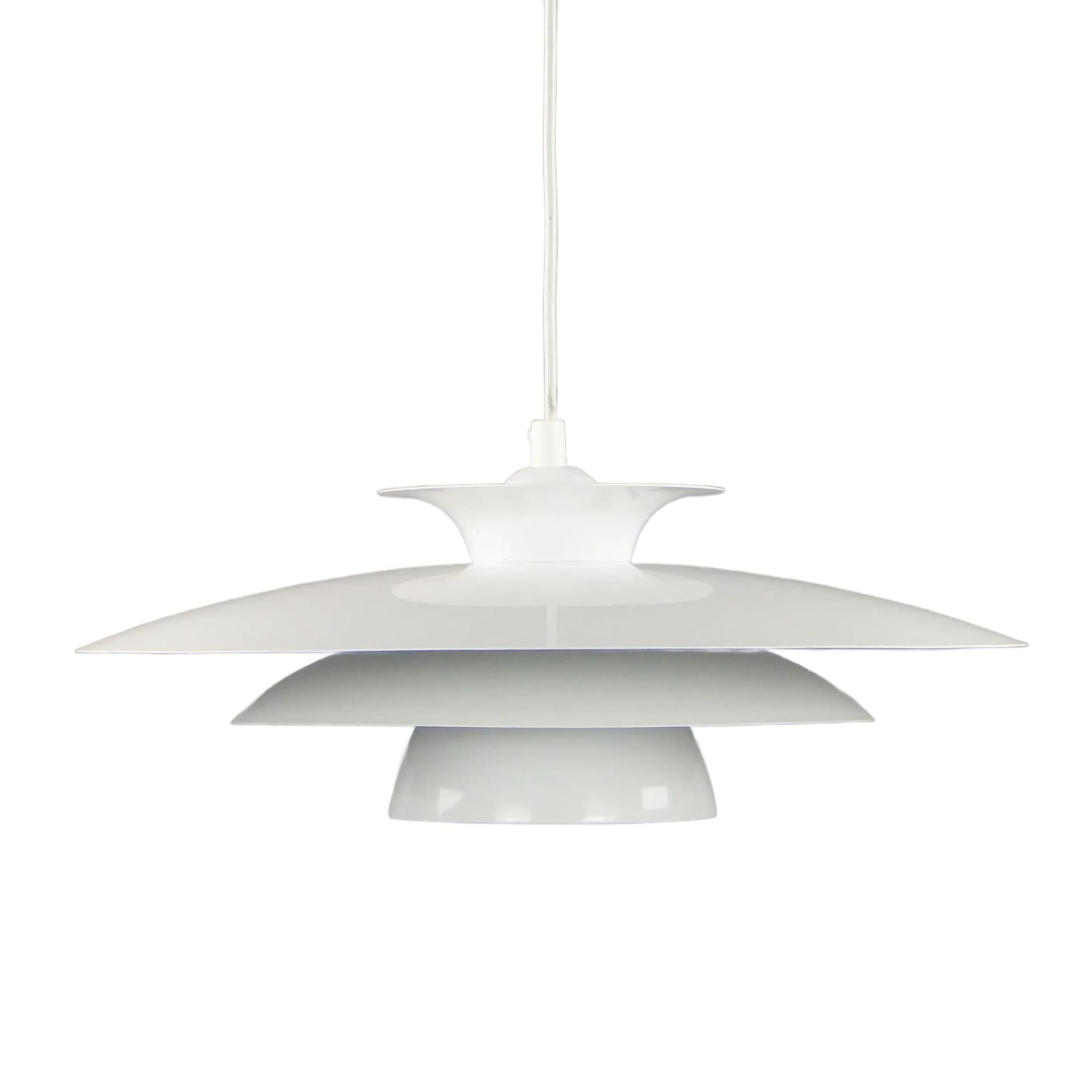 Pendant Lamp Space Age, white, metal, Denmark, 1970s