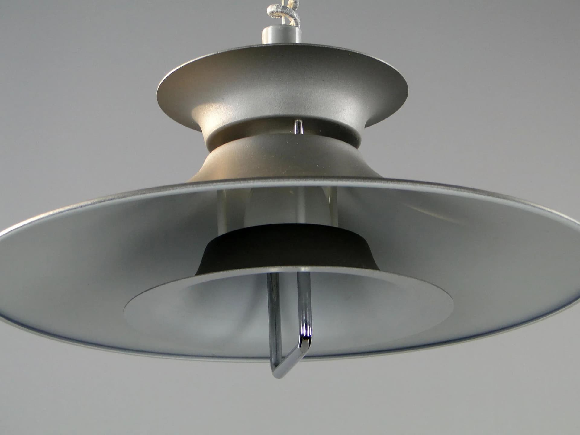 Pendant lamp Space Age, matte grey, metal, Denmark, 1970s - 45113