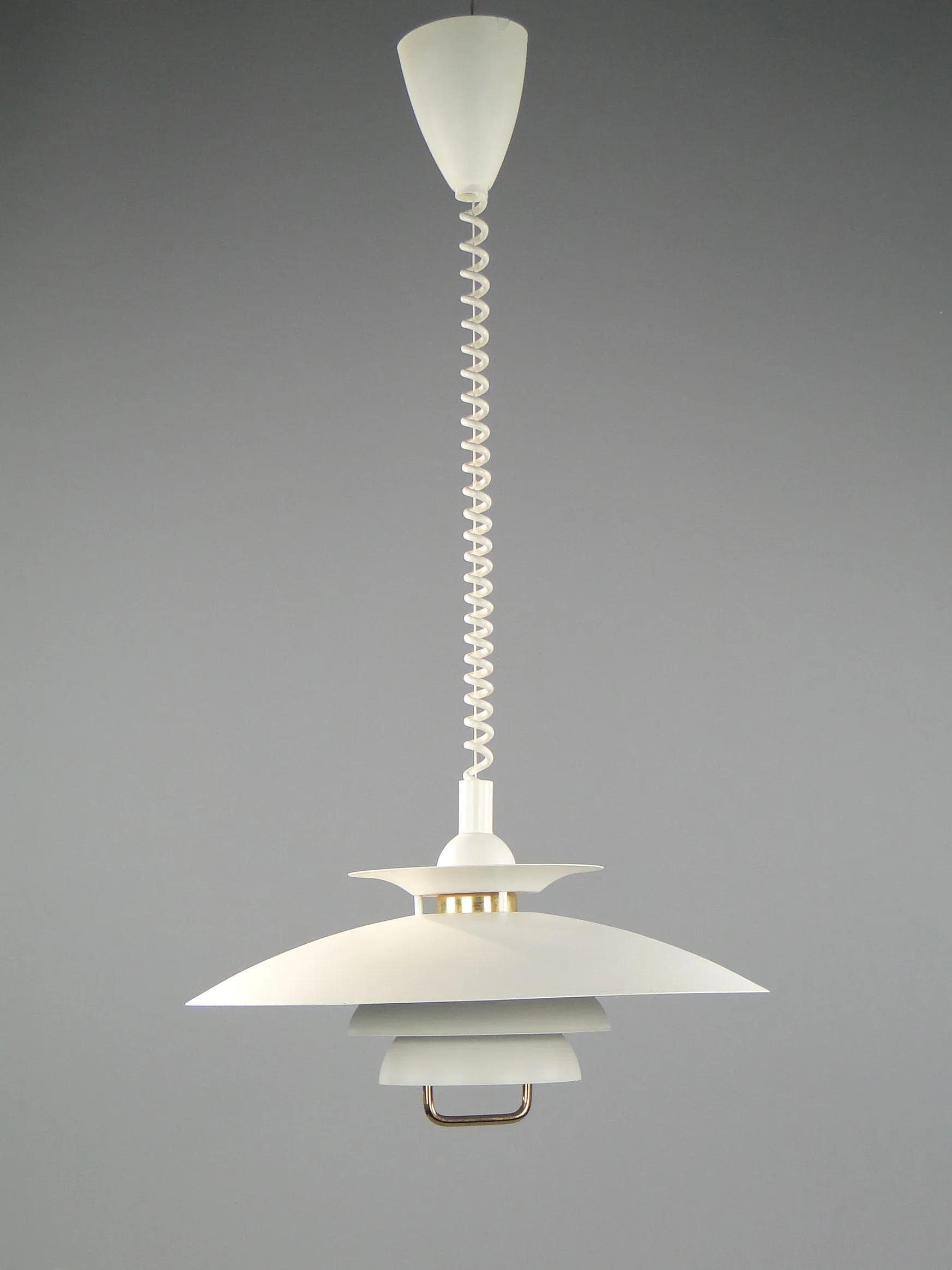 Pendant lamp Space Age, ivory white metal, Denmark, 1970s. - 45106