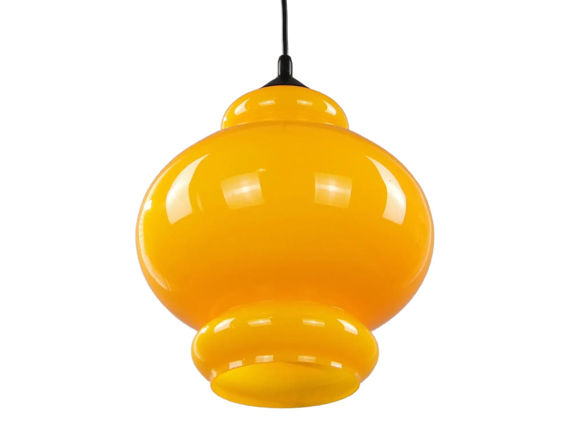 Lampa wisząca Pop Art, żółty, szkło, Polam, Polska, lata 60.