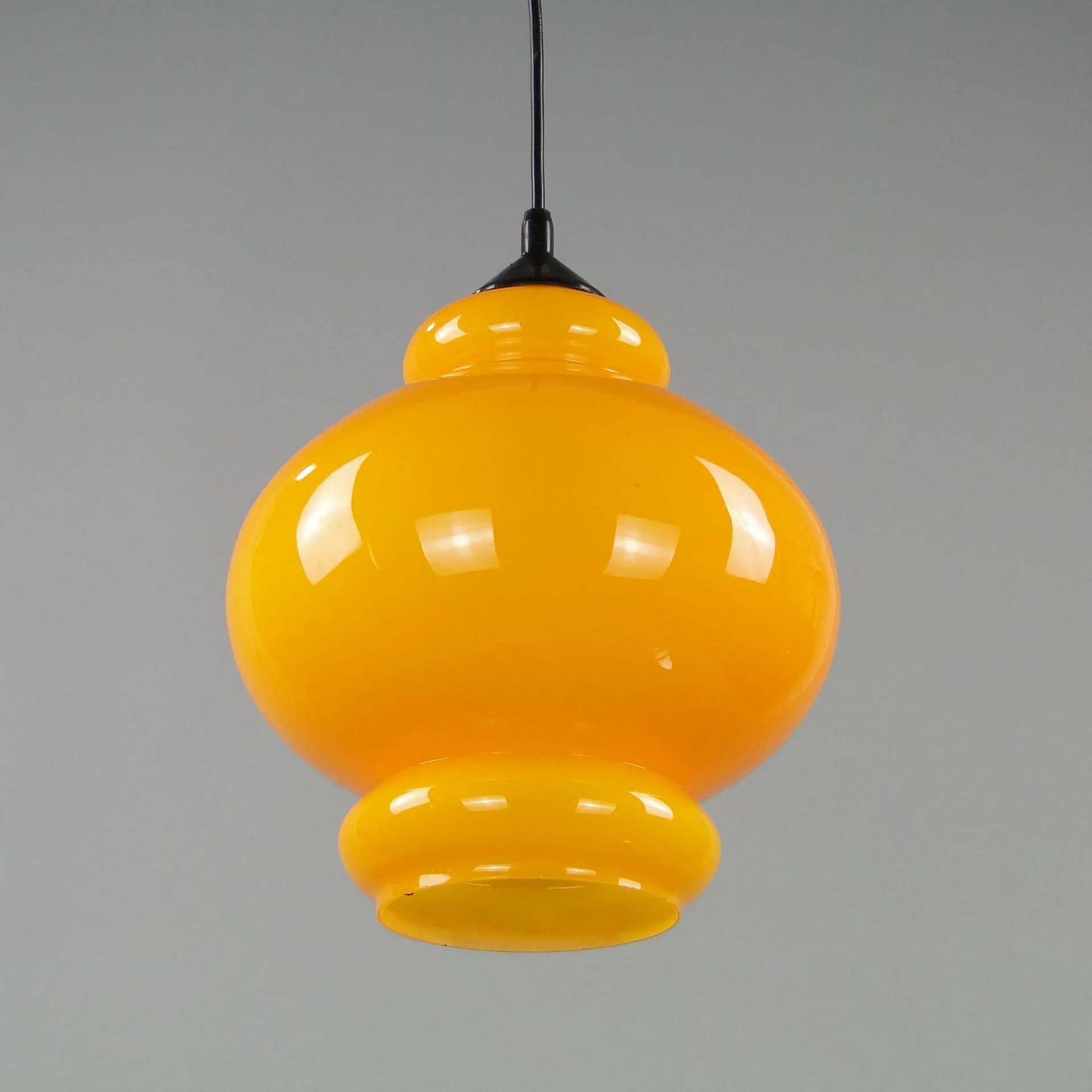 Lampa wisząca Pop Art, żółty, szkło, Polam, Polska, lata 60. - 45104