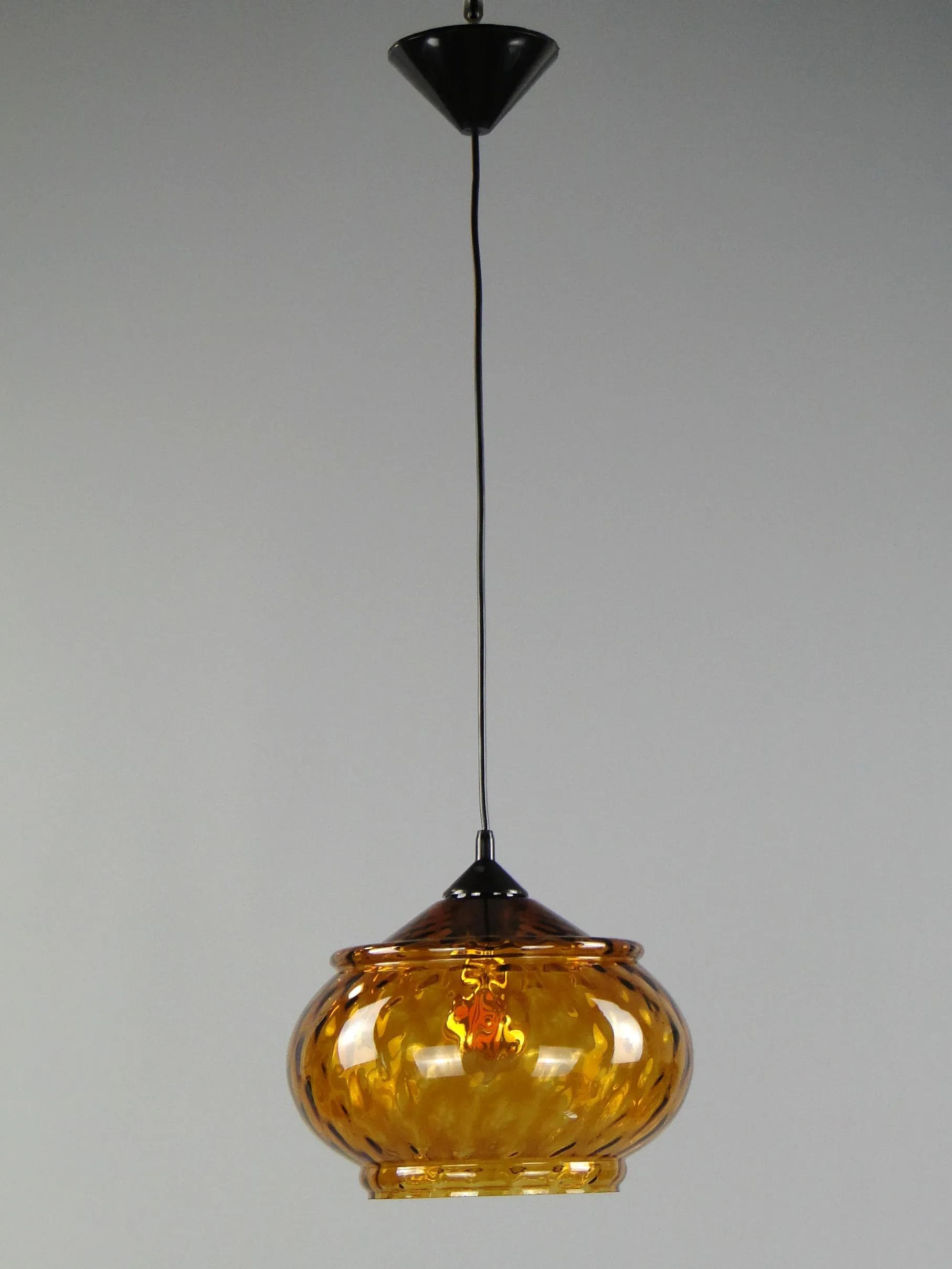 Pendant lamp, Lumet, golden glass, Poland, 1960s. - 45101