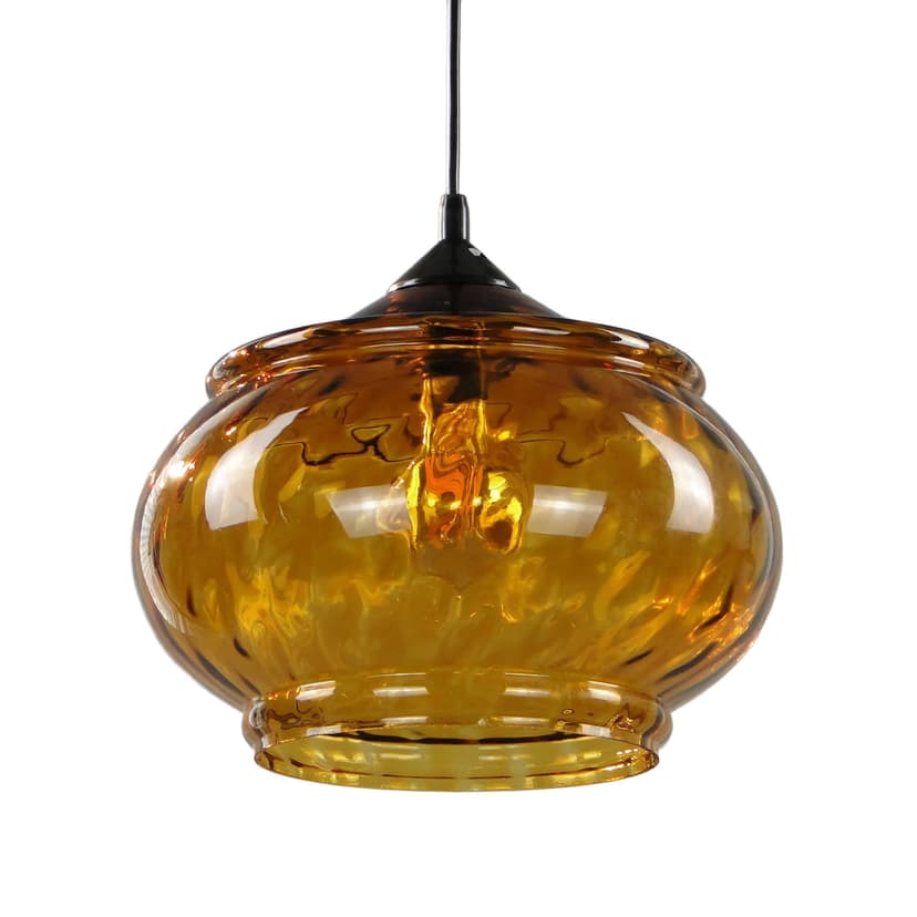 Pendant lamp, Lumet, golden glass, Poland, 1960s.