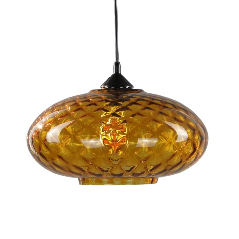 Pendant lamp, orange glass, Poland, 1960s