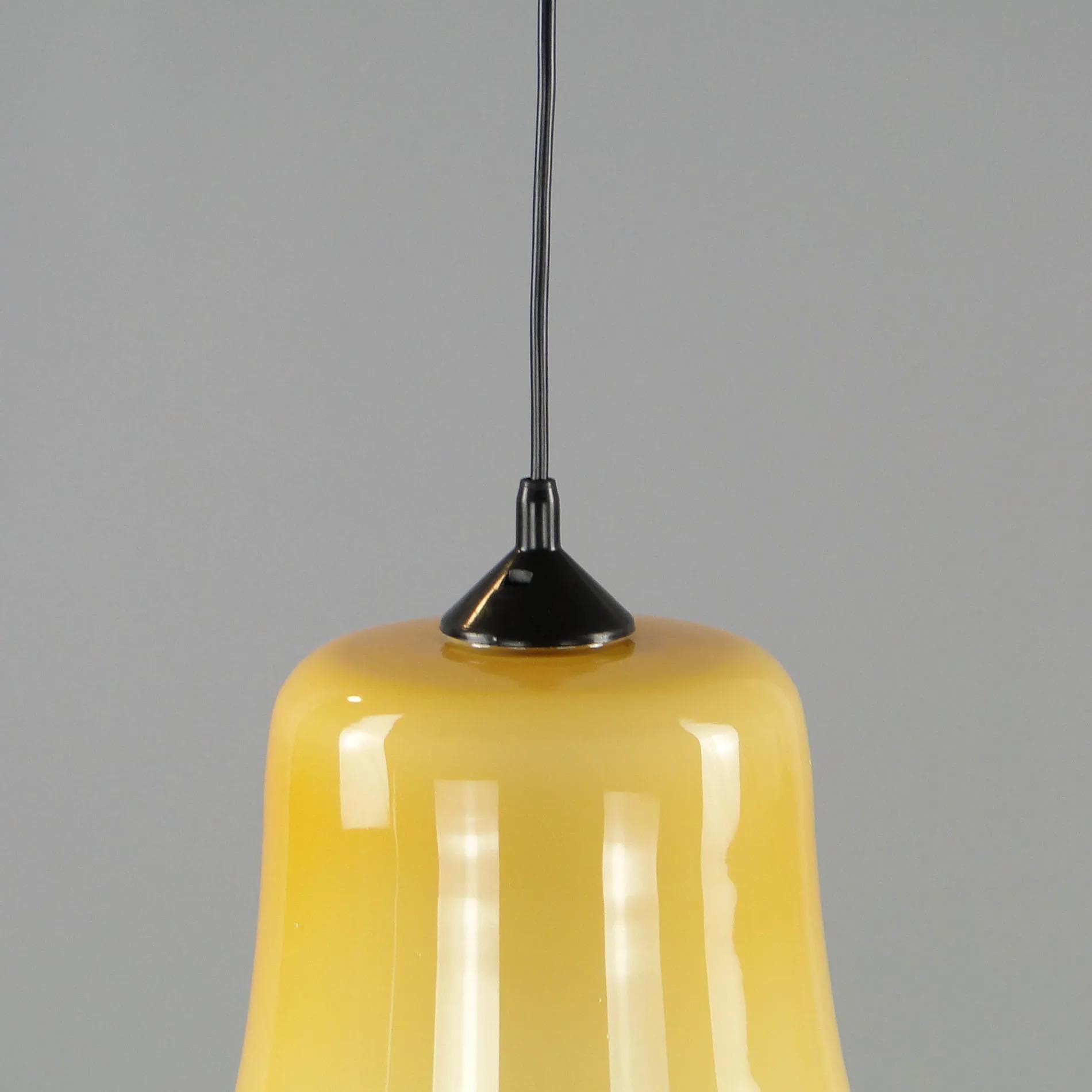 Lampa wisząca Pop Art, szkło żółty, Polam Meos, Polska, lata 60. - 45089