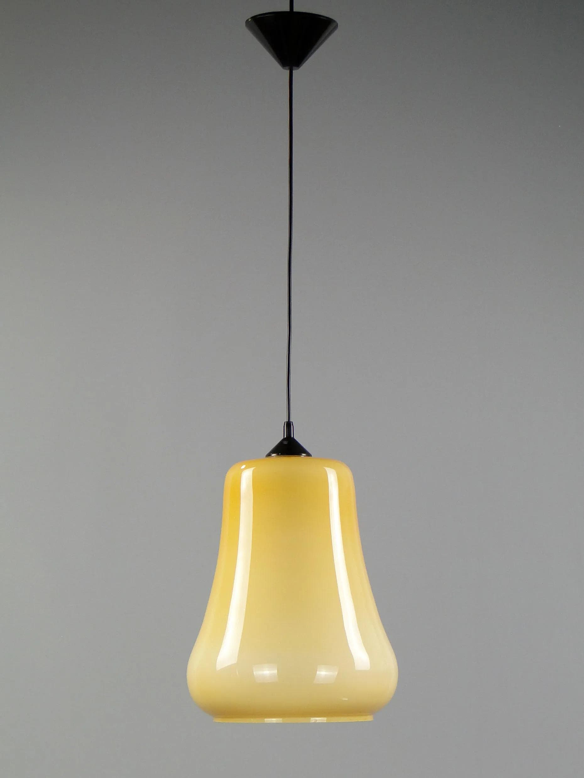 Lampa wisząca Pop Art, szkło żółty, Polam Meos, Polska, lata 60. - 45088