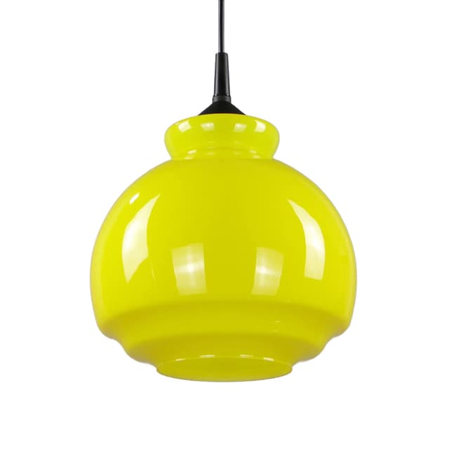 Lampa wisząca Pop Art, szkło żółty, Polam, Polska, lata 60. - WYMIARY