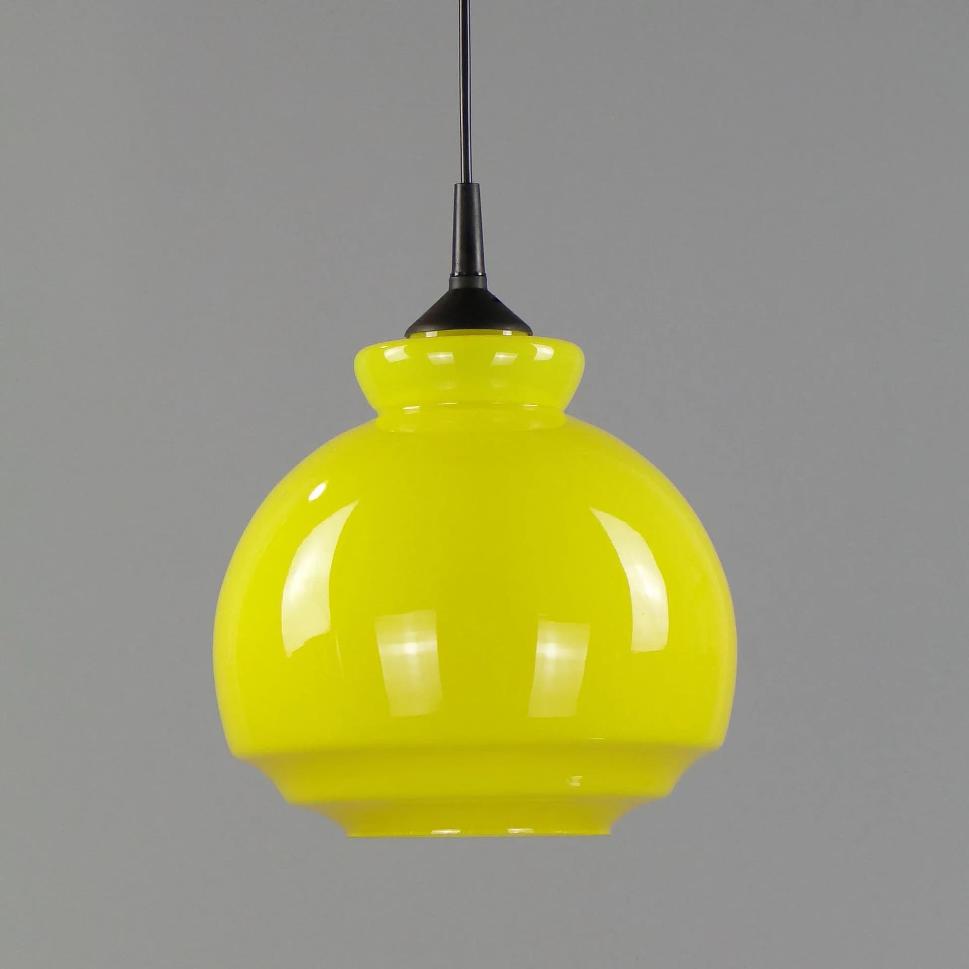 Lampa wisząca Pop Art, szkło żółty, Polam, Polska, lata 60. - 45085