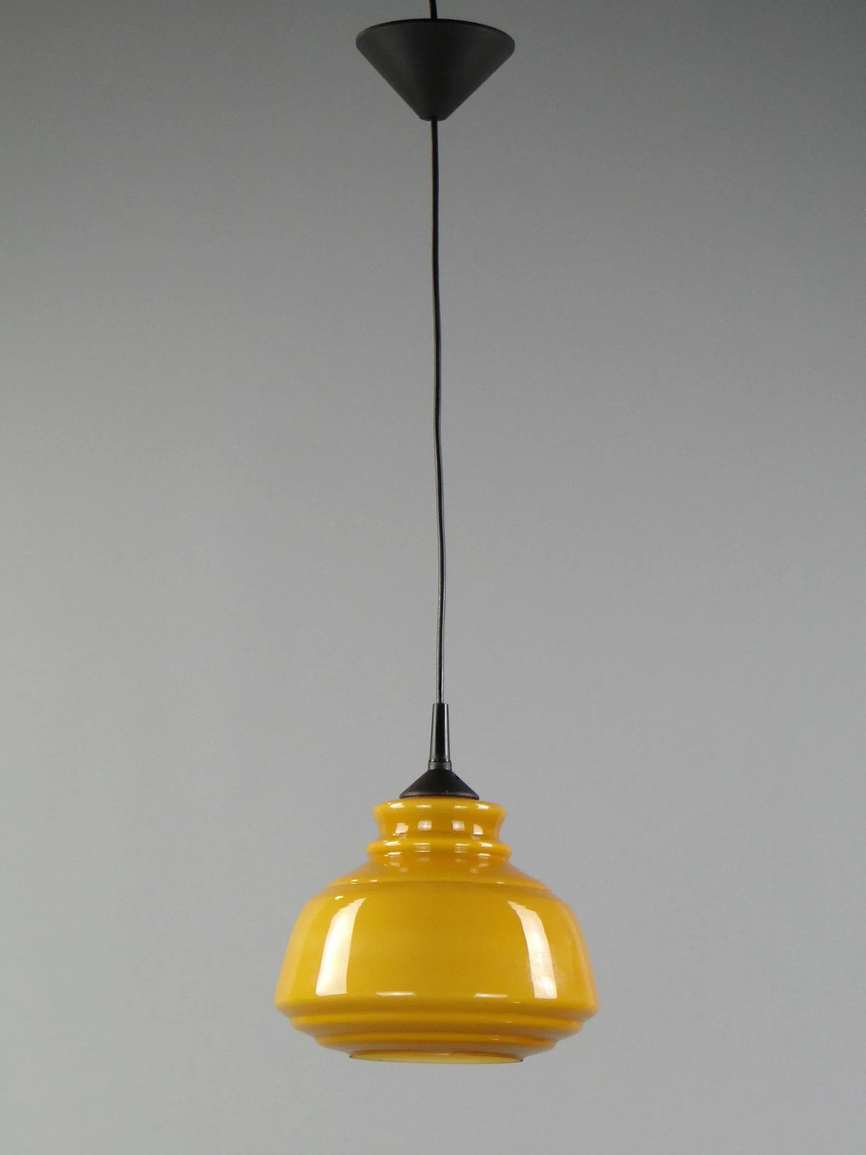 Pendant Lamp Pop Art, yellow, glass, Poland, 1960s - 45080