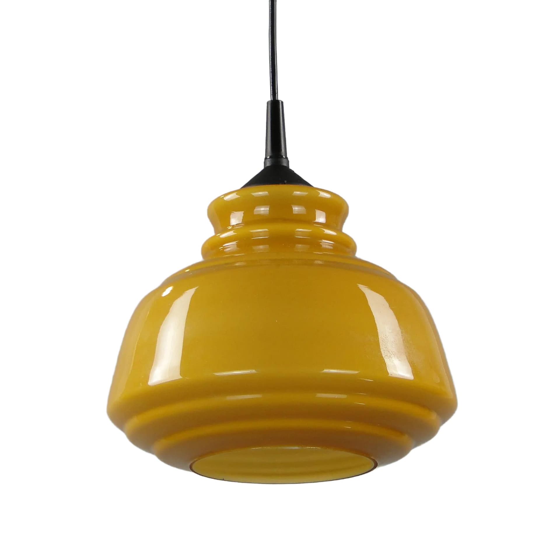Pendant Lamp Pop Art, yellow, glass, Poland, 1960s