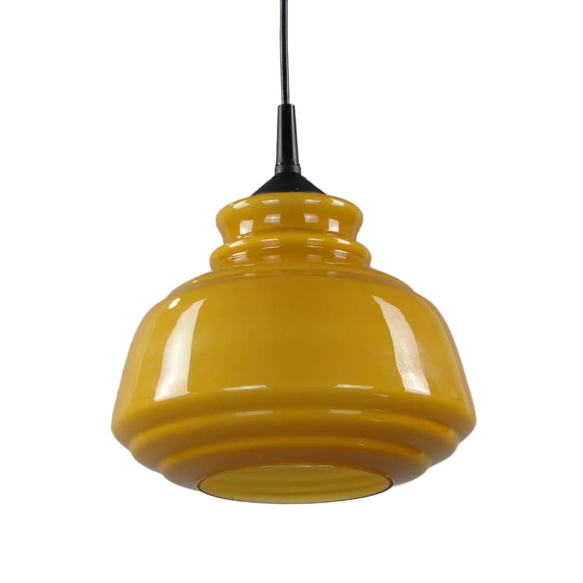 Pendant Lamp Pop Art, yellow, glass, Poland, 1960s