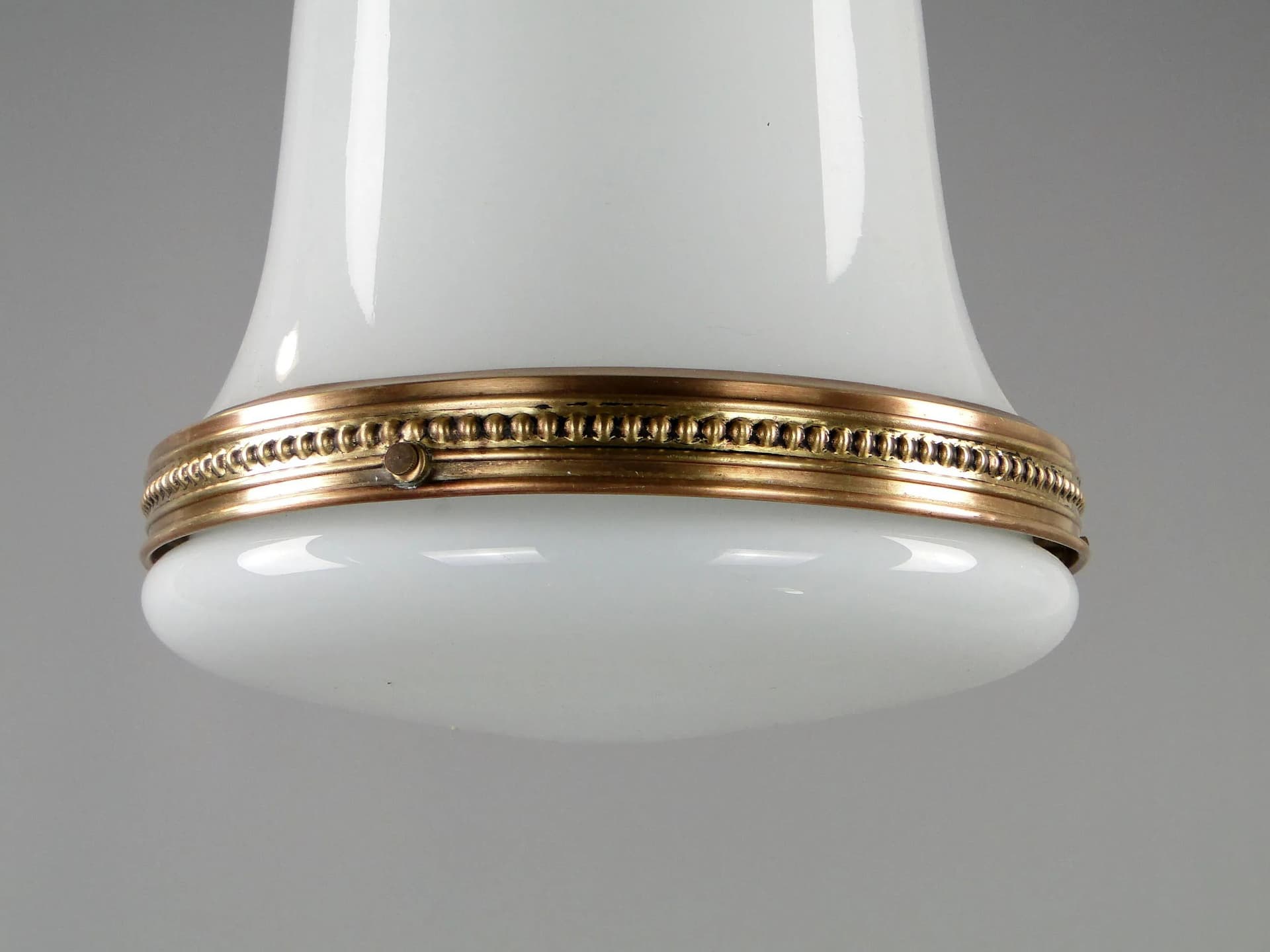 Pendant Lamp Art Nouveau, white glass, brass, Poland, early 20th c. - 45068